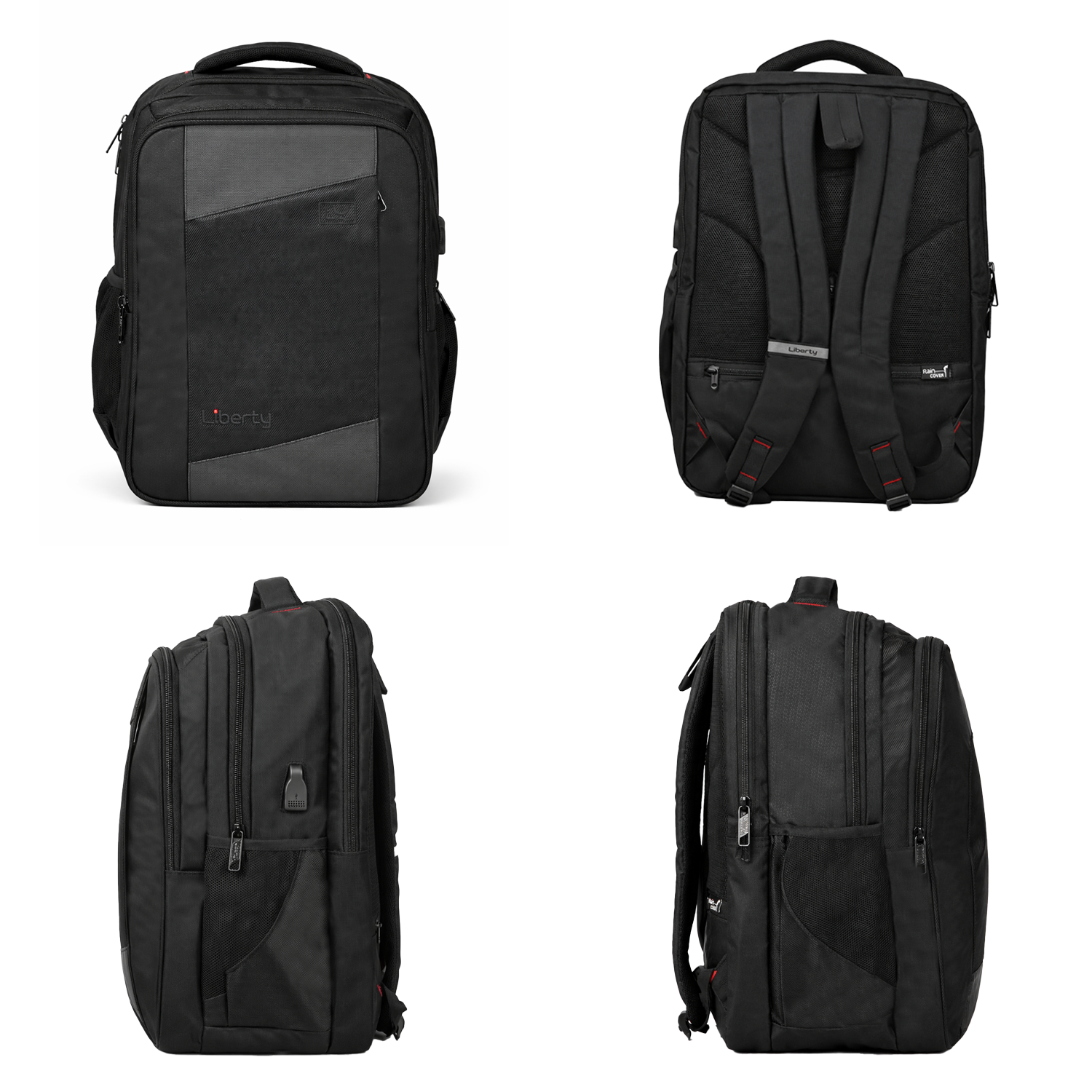 Liberty Vertex Black 25L Laptop Backpack With Raincover