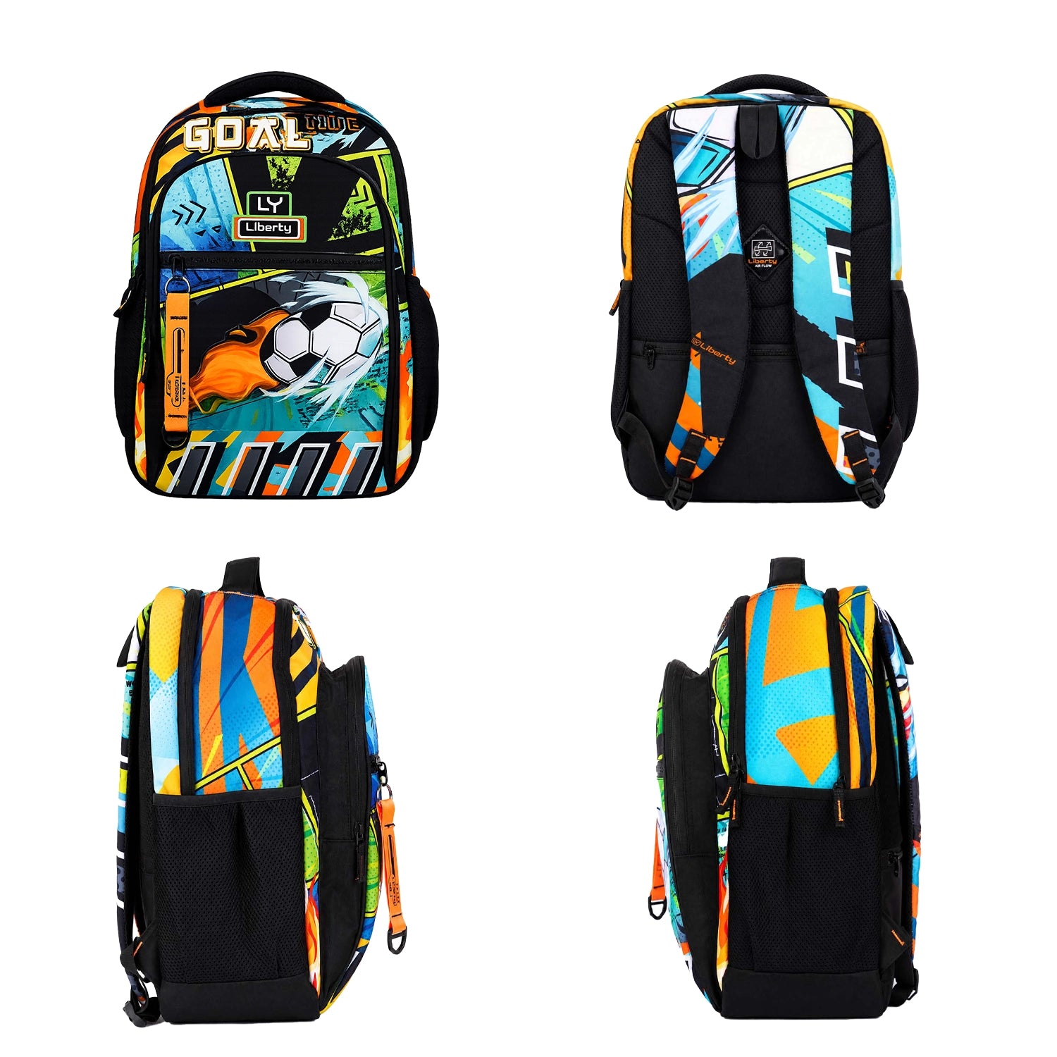 Liberty Goal Time 25L Black School Backpack With Raincover