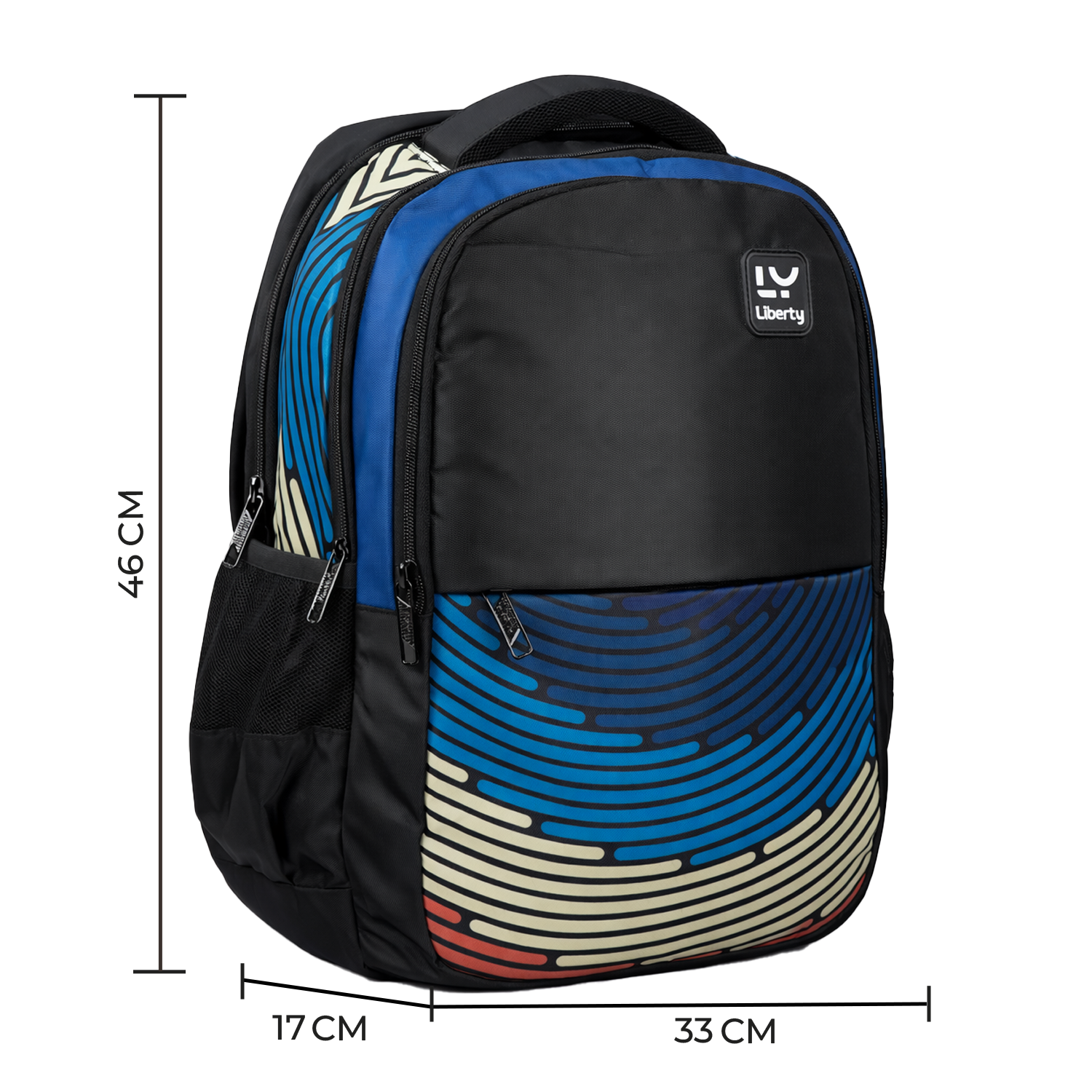Liberty ColorSpin Black 26L Waterproof School Backpack With Raincover