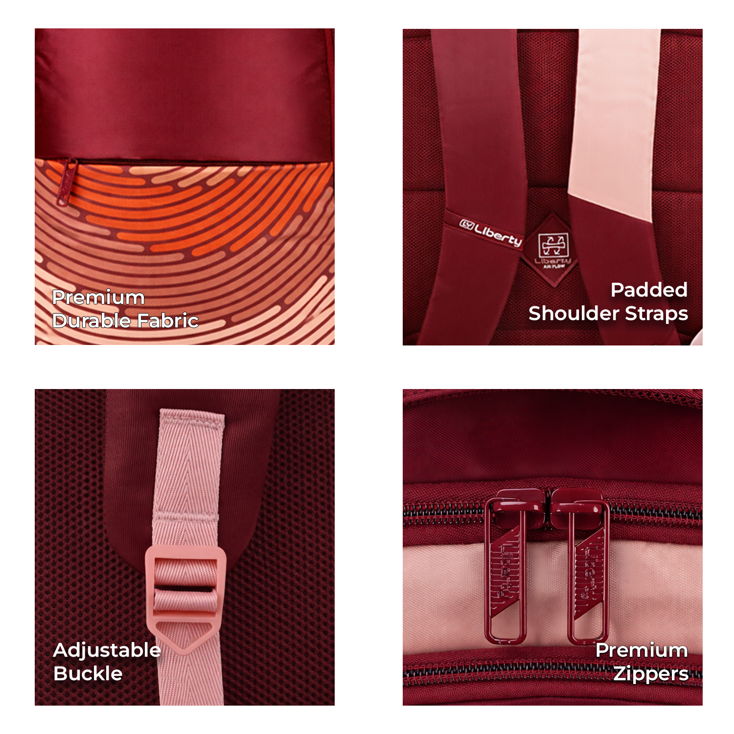 Liberty ColorSpin Burgundy 26L Waterproof School Backpack With Raincover