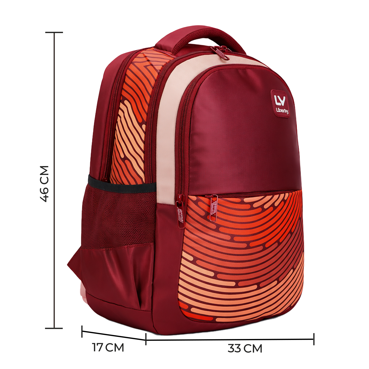 Liberty ColorSpin Burgundy 26L Waterproof School Backpack With Raincover