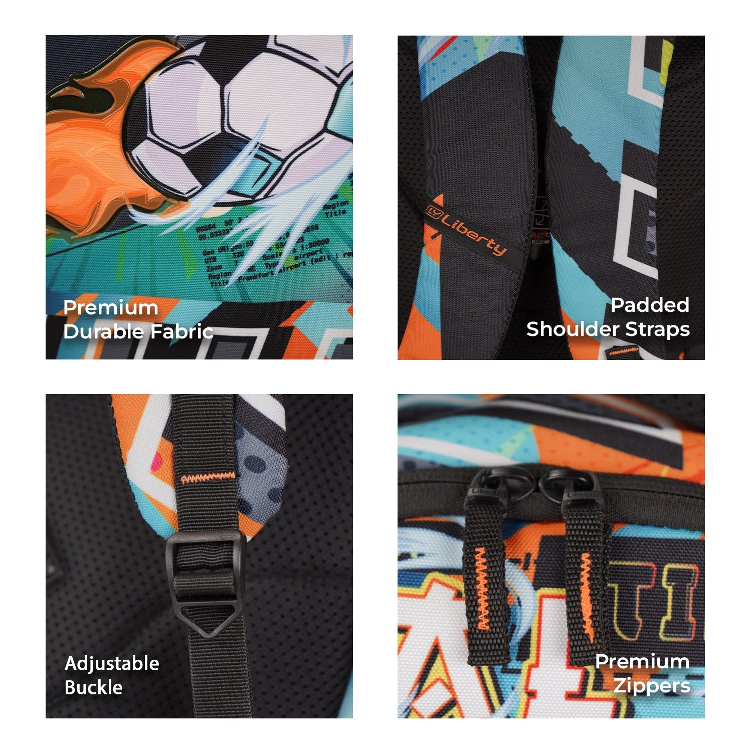 Liberty Goal Time 25L Black School Backpack With Raincover