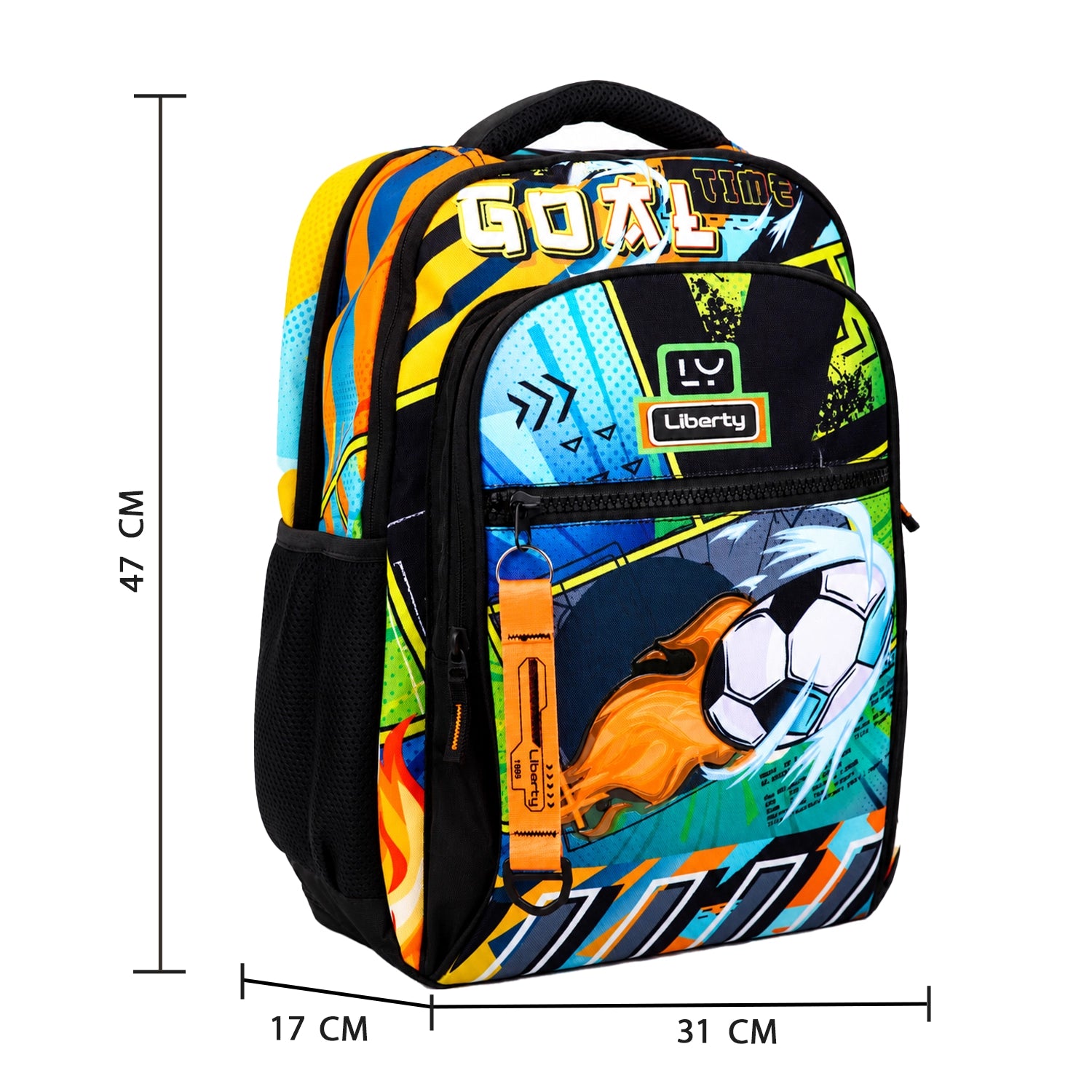 Liberty Goal Time 25L Black School Backpack With Raincover