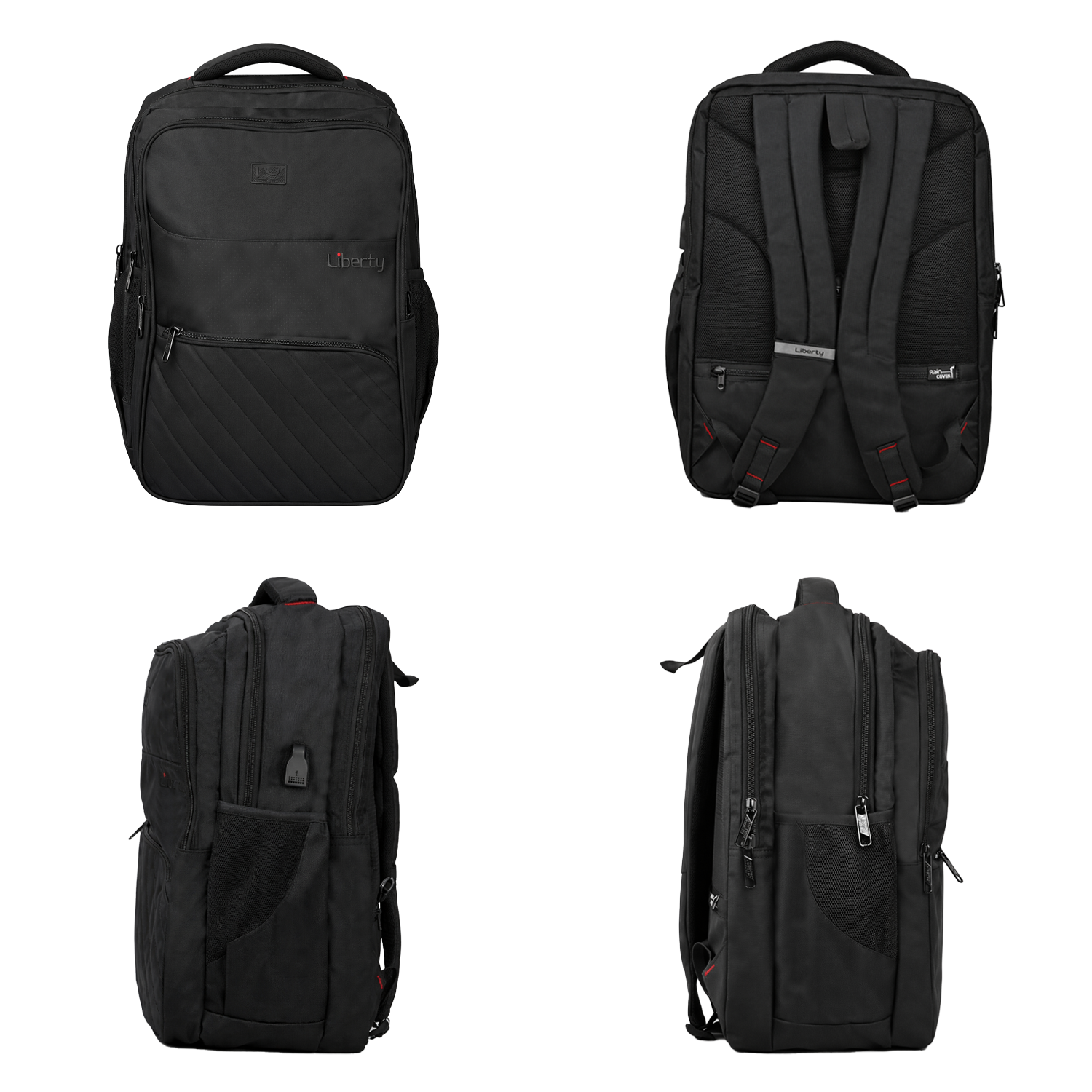 Liberty Cove Black 24L Laptop Backpack With Raincover