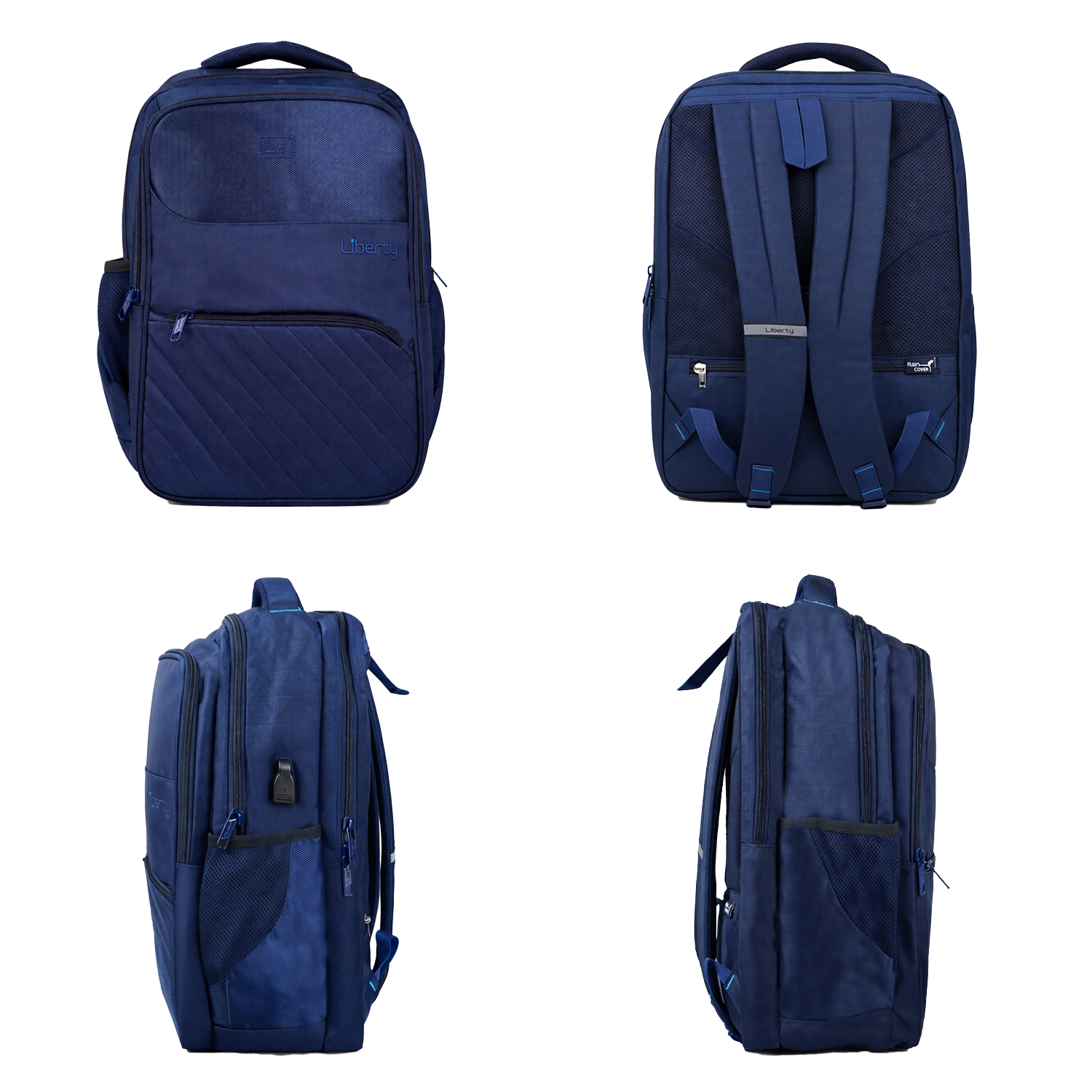 Liberty Cove Navy Blue 24L Laptop Backpack With Raincover