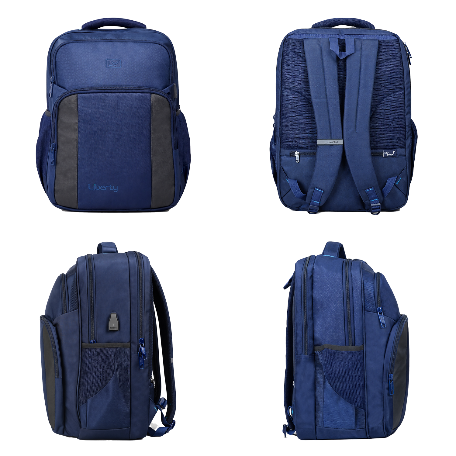 Liberty Crest Navy Blue 26L Laptop Backpack With Raincover