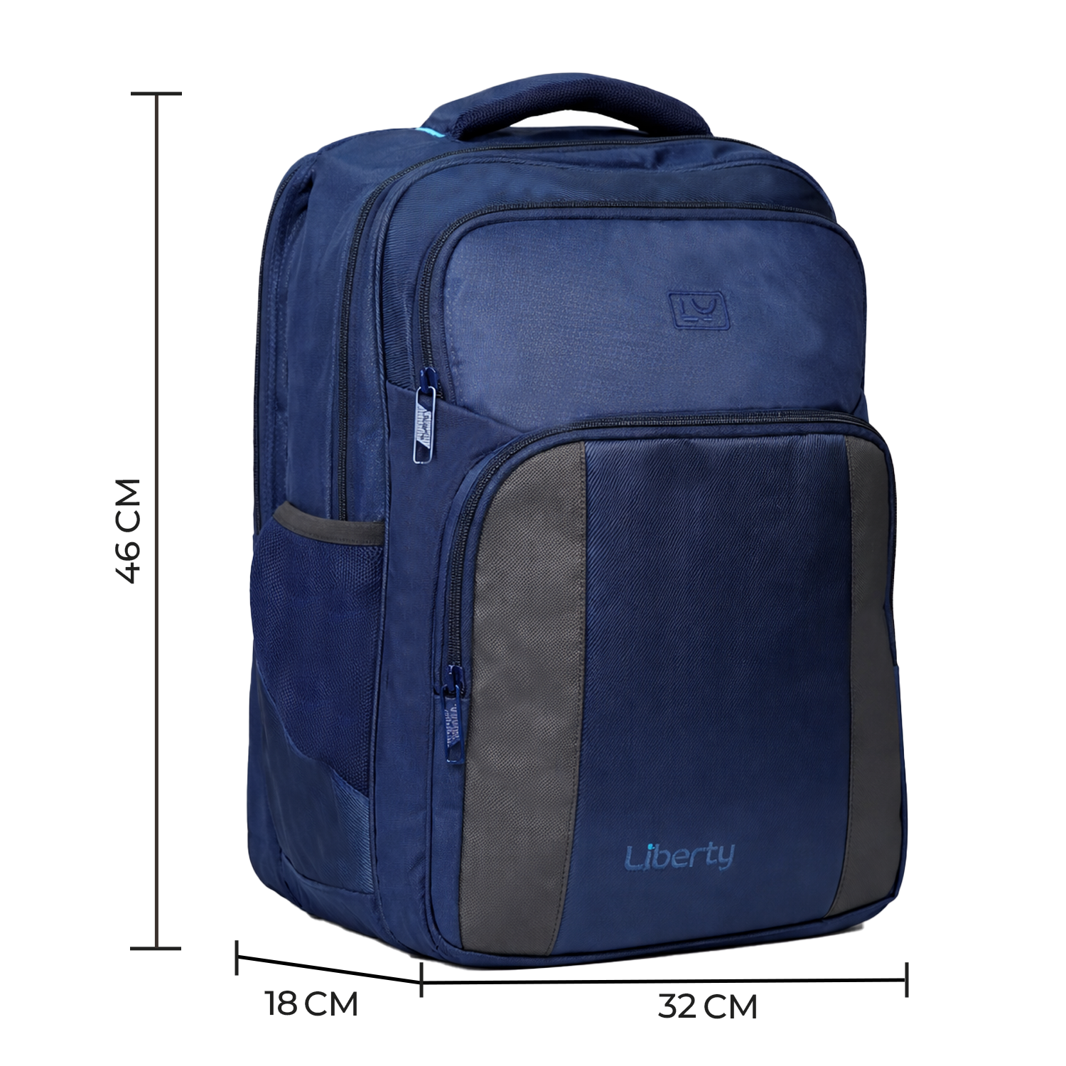 Liberty Crest Navy Blue 26L Laptop Backpack With Raincover