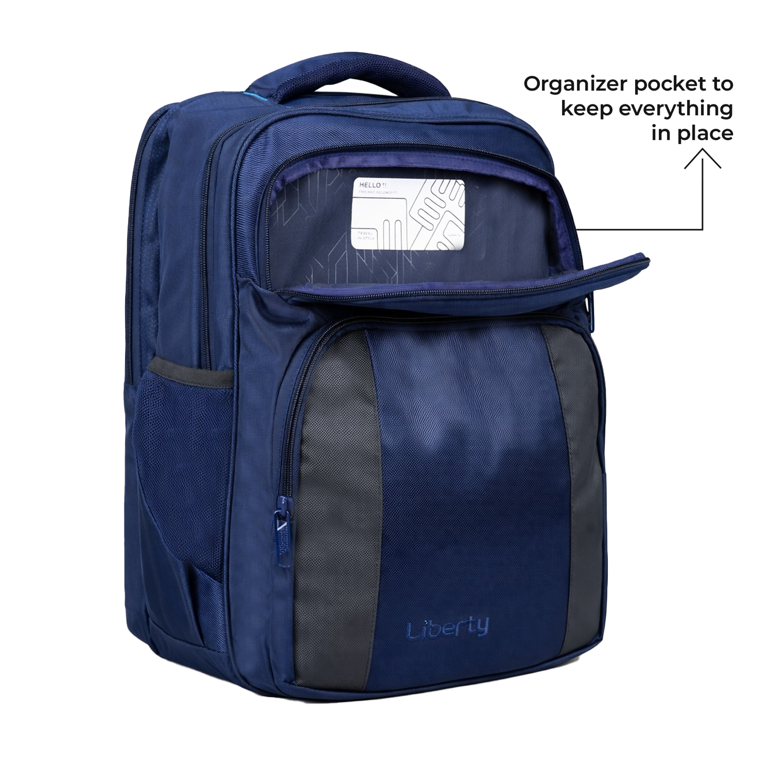 Liberty Crest Navy Blue 26L Laptop Backpack With Raincover