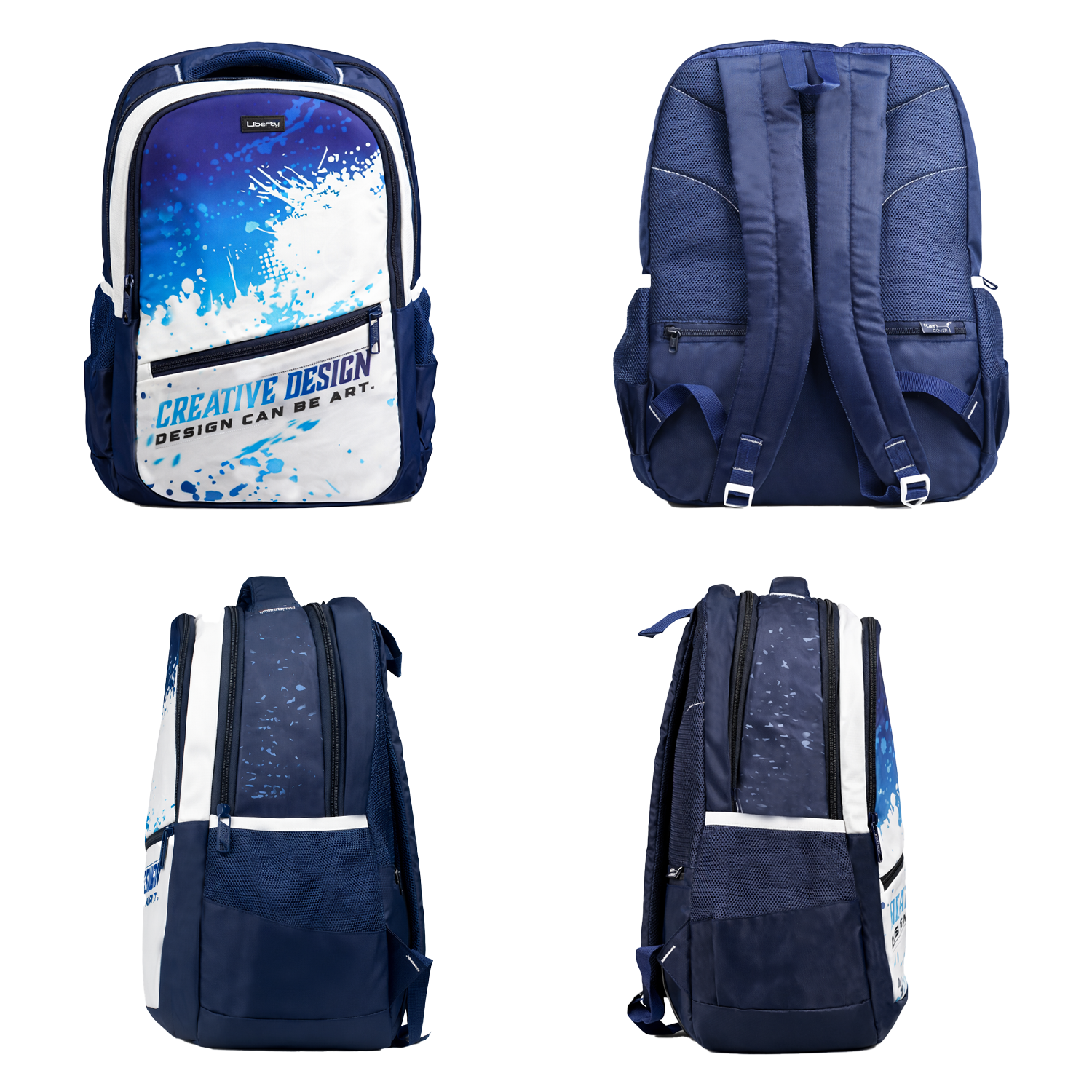Liberty InkWave Navy Blue 25L Waterproof School Backpack With Raincover