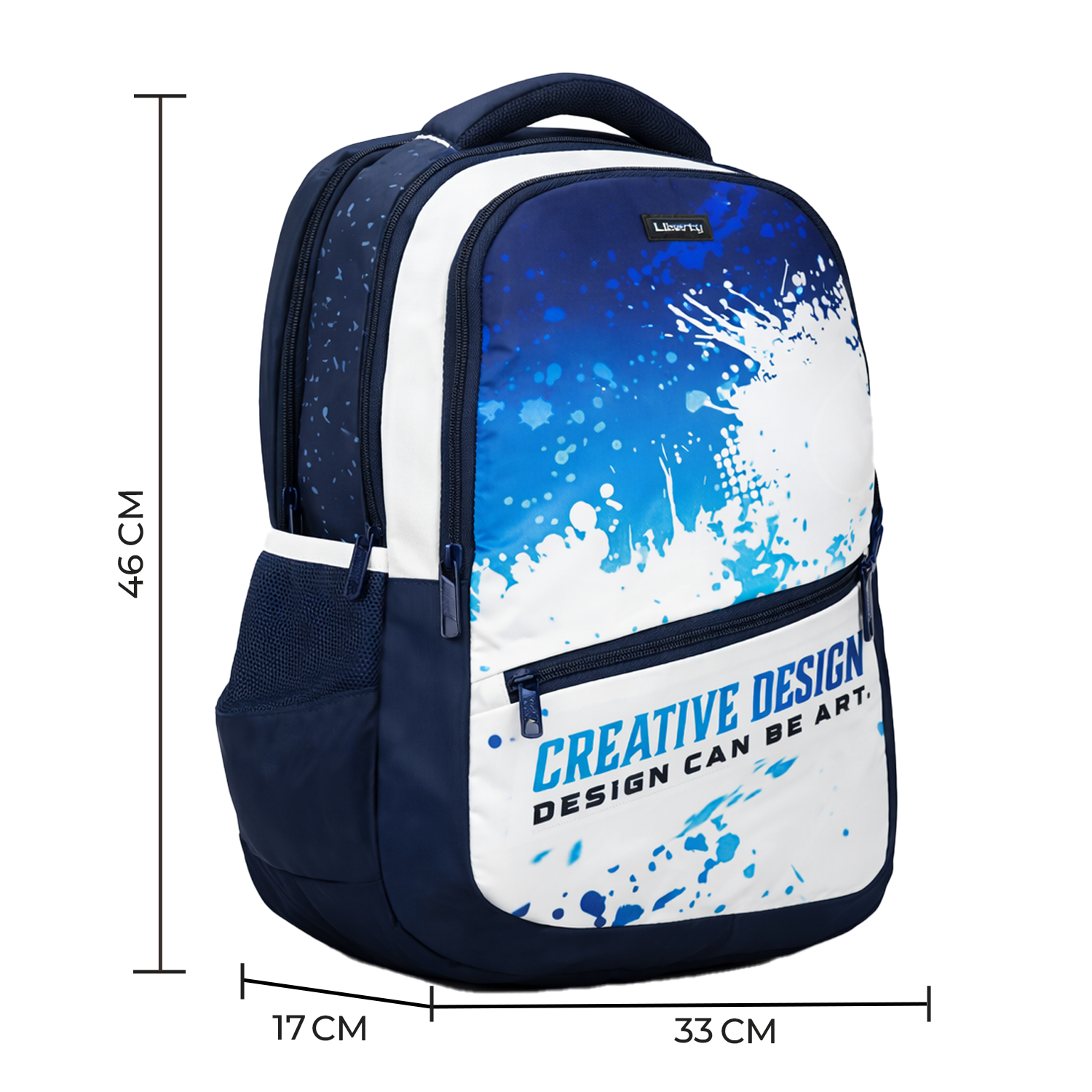 Liberty InkWave Navy Blue 25L Waterproof School Backpack With Raincover