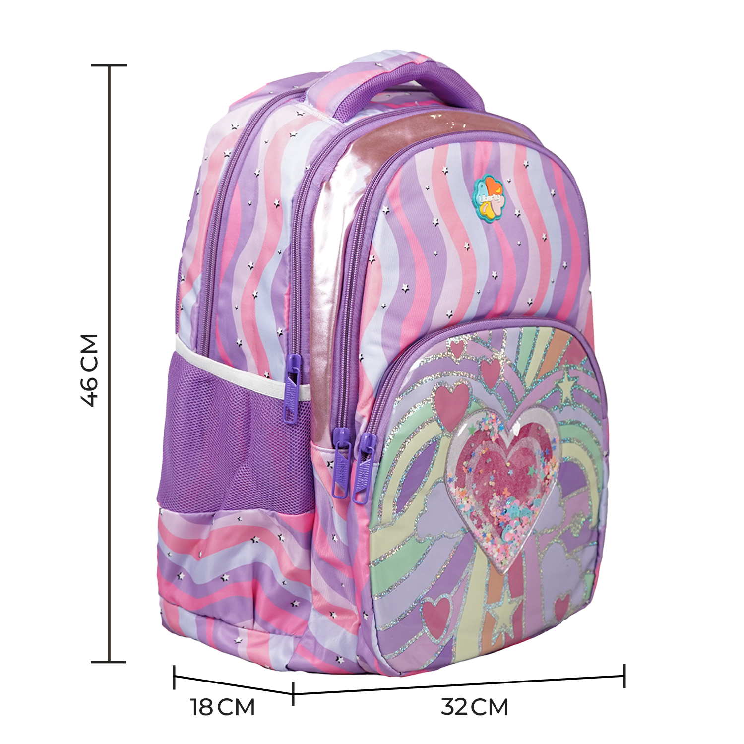 Liberty SparkleHeart 26L Waterproof School Backpack With Raincover