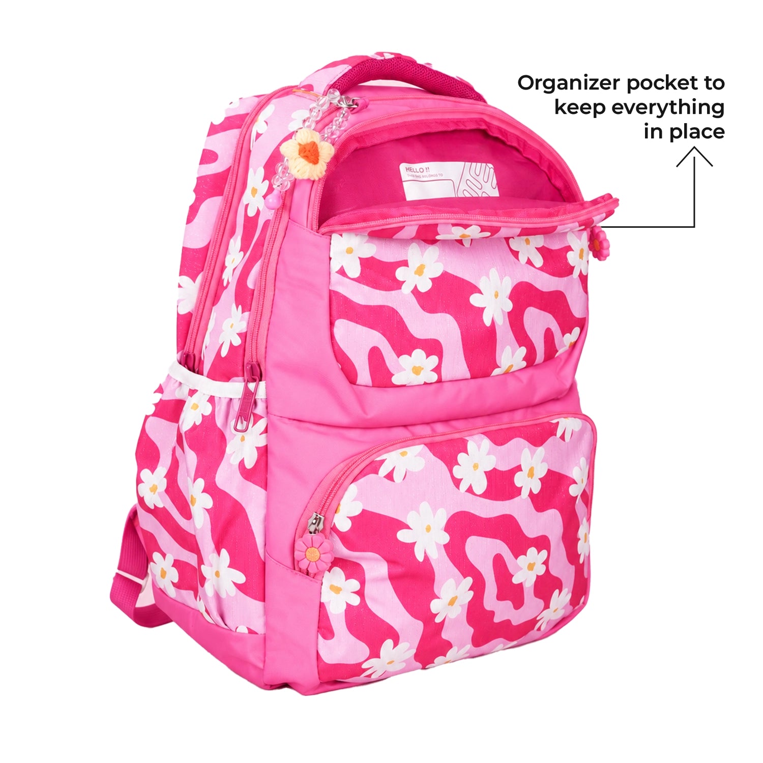 Liberty Wavy Daisy 27L Pink School Backpack With Raincover